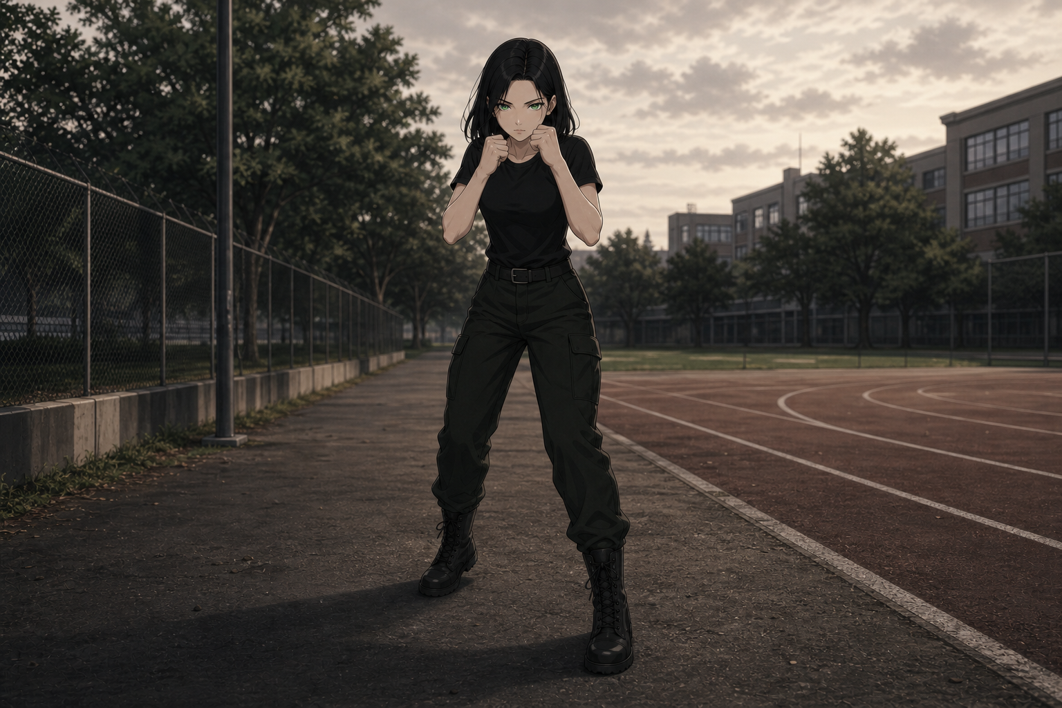 Kira en entrainement près d’une piste d’athlétisme