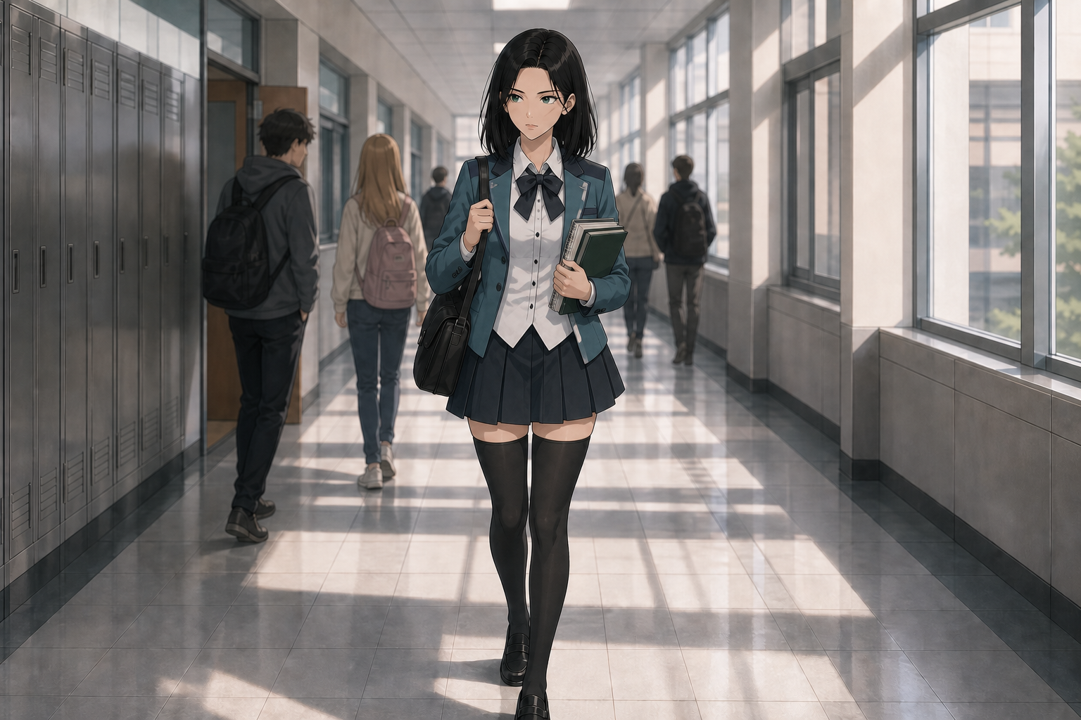 Kira en uniforme dans un couloir de Wellston